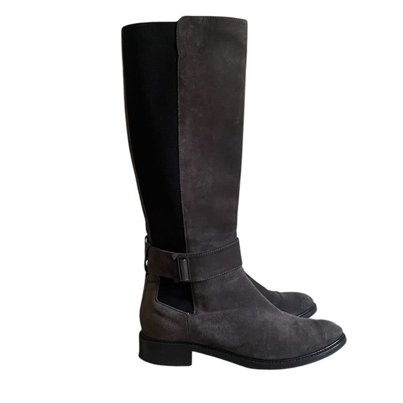 AQUATALIA Giada Gray Suede Weatherproof Knee High Riding Boot Side Zip Size 9 - Picture 1 of 12